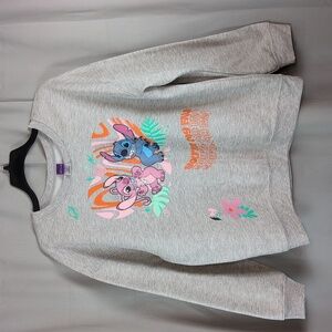 Disney‎ Stitch Gray Sweater with Pink and Blue Characters